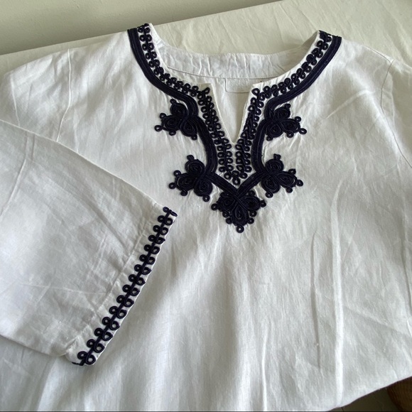 ❤️HP❤️ Simply NYC Linen Embroidered Soutache BoHo Tunic Top - Picture 14 of 15